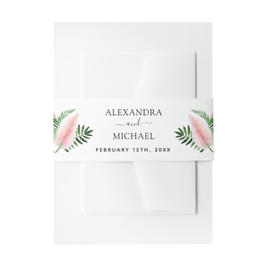 トロピカルパームウォーターハワイアン結婚ズ 招待状ベリーバンド (正面例)