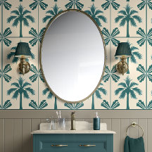 トロピカルパームエスケープ – 緑，ベージュ – 沿岸