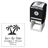 トロピカルパームエレガントの木々の結婚式の日付を保存 セルフインキングスタンプ (インサイチュ)