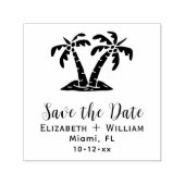 トロピカルパームエレガントの木々の結婚式の日付を保存 セルフインキングスタンプ (デザイン)