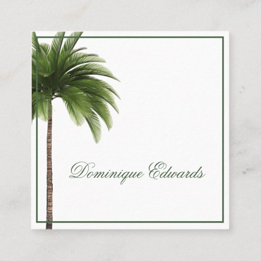トロピカルパームエレガントツシンプルリースタイリッシュ スクエア名刺 (裏面)