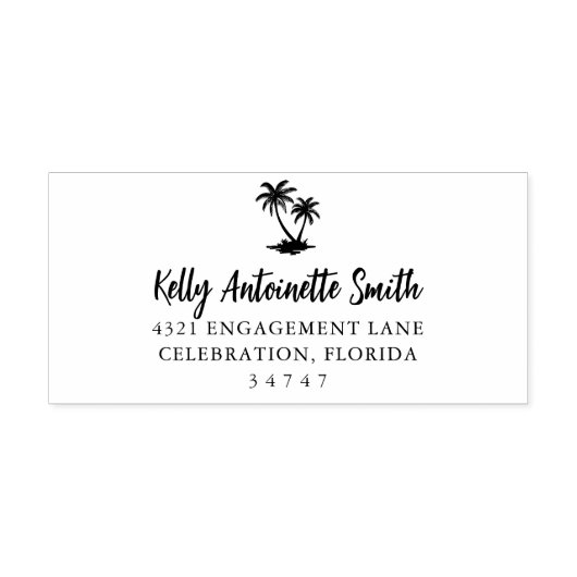 トロピカルパームエレガントツリーのアドレス セルフインキングスタンプ (デザイン)