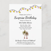 トロピカルパームエレガントツリーズ大人誕生日 インビテーションポストカード (正面)