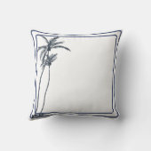 トロピカルパームエレガントツリーダークブルーホワイト クッション (裏面)