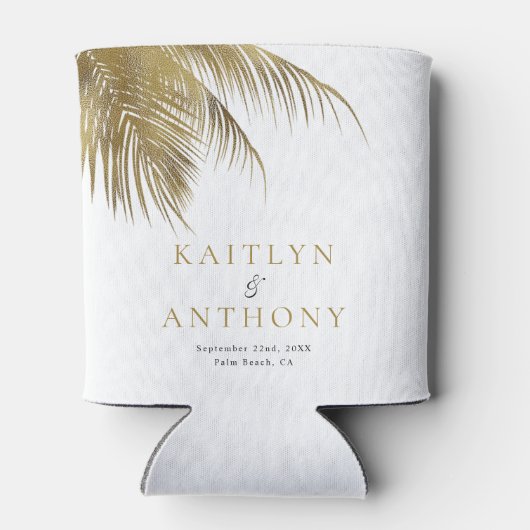 トロピカルパームエレガントツリービーチ結婚式のお気に入り 缶クーラー (裏面)