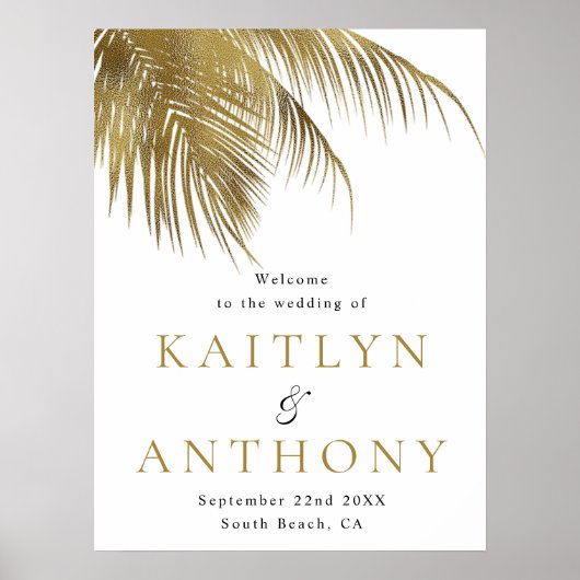 トロピカルパームエレガントツリービーチ結婚式へようこそ ポスター (正面)