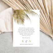 トロピカルパームエレガントツリービーチ結婚式写真 サンキューカード