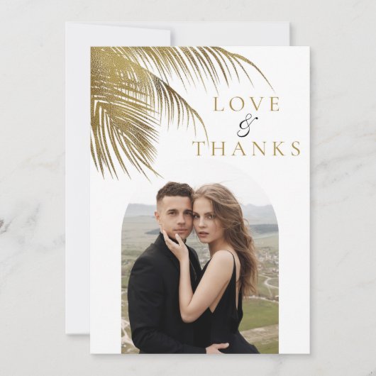 トロピカルパームエレガントツリービーチ結婚式写真 サンキューカード (正面)