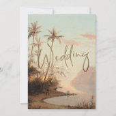 トロピカルパームエレガントツリーヴィンテージ結婚金ゴールドI 招待状 (正面)