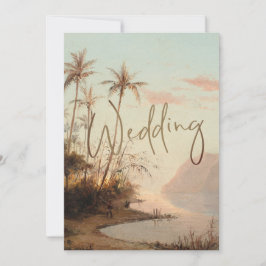 トロピカルパームエレガントツリーヴィンテージ結婚金ゴールドI 招待状