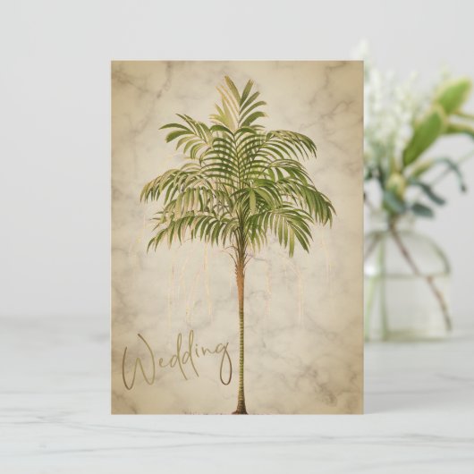 トロピカルパームエレガントモダンツリーシ結婚ック 招待状 (スタンド正面)