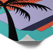 トロピカルパームオンジオメトリックサンセットバックグラウンド ポスター (角)