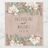 トロピカルパームオーキッドフローラシーサイド結婚デザート ワインラベル (シングルラベル)