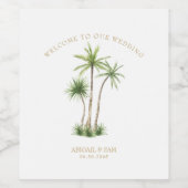 トロピカルパームカスタムツリーへようこそ結婚 ワインラベル (シングルラベル)