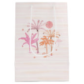 トロピカルパームカラフルツリーのクリスマス ミディアムペーパーバッグ (裏面)