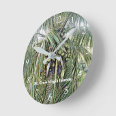 トロピカルパームカリブのココナッツのパーソナライズ ラウンド壁時計 (傾斜)