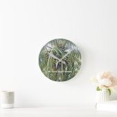 トロピカルパームカリブのココナッツのパーソナライズ ラウンド壁時計 (ホーム)