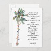 トロピカルパームクリスマスツリーホリデーパーティー招待状 インビテーションポストカード (正面/裏面)