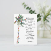 トロピカルパームクリスマスツリーホリデーパーティー招待状 インビテーションポストカード (スタンド正面)