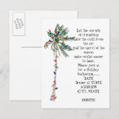 トロピカルパームクリスマスツリーホリデーパーティー招待状 インビテーションポストカード (正面/裏面)