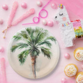 トロピカルパームグラデーションツリー ペーパープレート (パーティー)