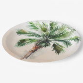 トロピカルパームグラデーションツリー ペーパープレート (アングル)