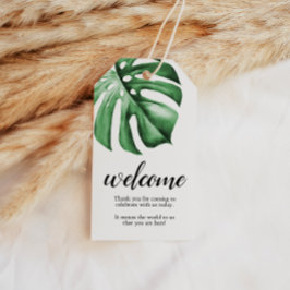 トロピカルパームグリーンリーウェルカムノートラベル ギフトタグ