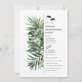 トロピカルパームグリーンリーダブル卒業パーティー 招待状 (正面)