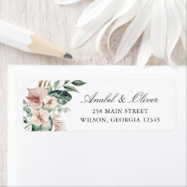 トロピカルパームグリーンリー赤面フローラ差出人住所 ラベル