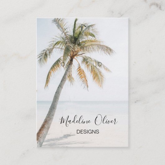 トロピカルパームシーン海ビーチイヤリングディスプレイ 名刺 (正面)