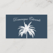 トロピカルパームスタイリッシュツリーブルーホワイトQRビジネス 名刺 (正面)
