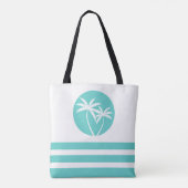 トロピカルパームストライプと名前の付いた トートバッグ (裏面)