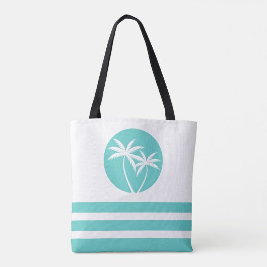 トロピカルパームストライプと名前の付いた トートバッグ (裏面)
