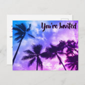 トロピカルパームスバースデーパーティー招待はがき インビテーションポストカード (正面/裏面)