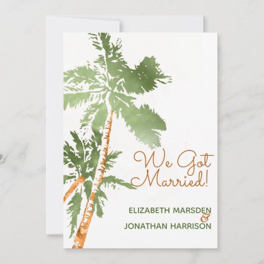 トロピカルパームズたった今結婚しました発表披露宴 招待状 (正面)