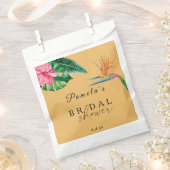 トロピカルパームズとフラワーズブライダルシャワー フェイバーバッグ (クリップ留めされた状態)