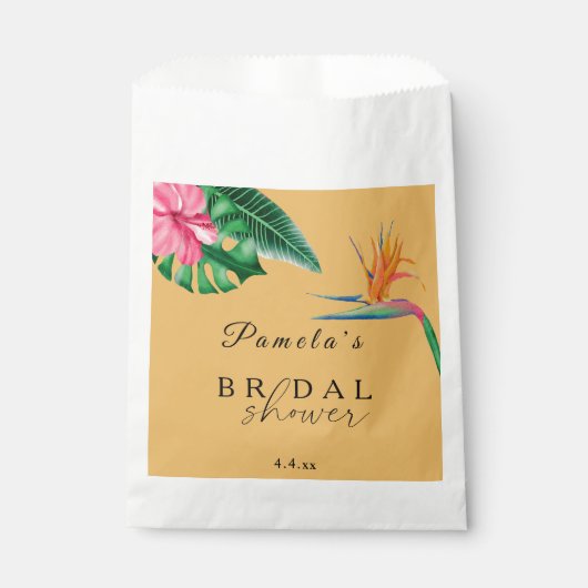 トロピカルパームズとフラワーズブライダルシャワー フェイバーバッグ (正面)