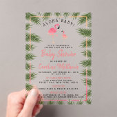 トロピカルパームズウォーターカラーフラミンゴベビーシャワー アクリル招待状 (インサイチュ (ポータブル))