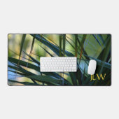 トロピカルパームズグリーンイエローブルーナチュラルアブストラクト デスクマット (キーボード&マウス)