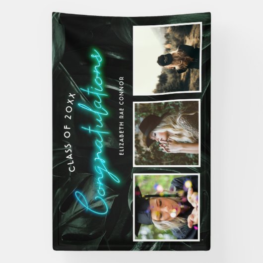 トロピカルパームズネオンライト |卒業式3の写真 横断幕 (縦)