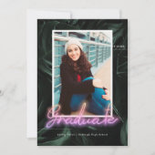 トロピカルパームズネオン |卒業写真パーティー 招待状 (正面)