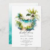 トロピカルパームズビーチブライダルシャワー招待 招待状 (正面/裏面)