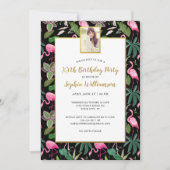 トロピカルパームズフラミンゴルアウ（ハワイ式宴会）バースデーパーティー写真 招待状 (正面)