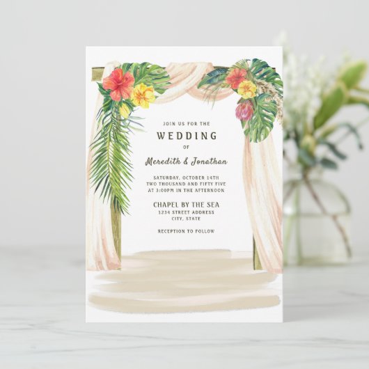 トロピカルパームズフローラアーバーシーサイドビーチ結婚式 招待状 (スタンド正面)