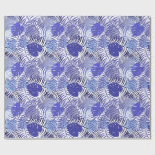 トロピカルパームズブルーホワイトジャングルプリント ラッピングペーパー (フラット)