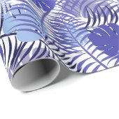 トロピカルパームズブルーホワイトジャングルプリント ラッピングペーパー (ロールコーナー)