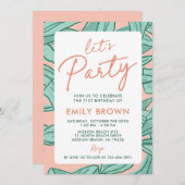 トロピカルパームズレッツパーティーエイジ誕生日 招待状 (正面/裏面)