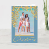 トロピカルパームズ折り畳みフォトクリスマス カード (正面)