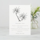 トロピカルパームズ白黒スケッチブライダルシャワー サンキューカード (スタンド正面)