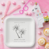 トロピカルパームズ白黒スケッチブライダルシャワー ペーパープレート (パーティー)